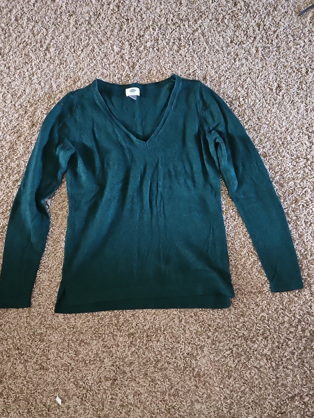 Old Navy Forest Green With Sparkles V-Neck Sweater